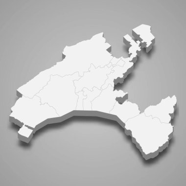 Vaud 'un 3d izometrik haritası İsviçre kantonudur.