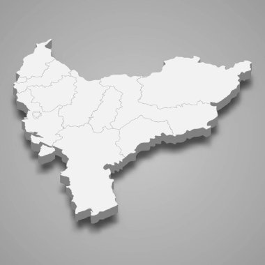 Batı Kalimantan 'ın 3d izometrik haritası Endonezya' nın bir vilayetidir.