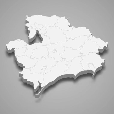 Zaporizhzhia oblast 'ın 3d izometrik haritası Ukrayna' nın bir bölgesidir.