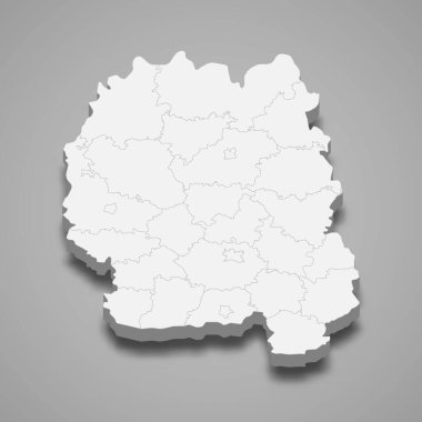 Zhytomyr oblast 'ın 3d izometrik haritası Ukrayna' nın bir bölgesidir.