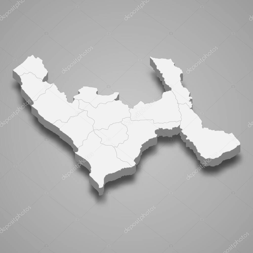 3d isometric map of La Libertad is a region of Peru, vector illustration