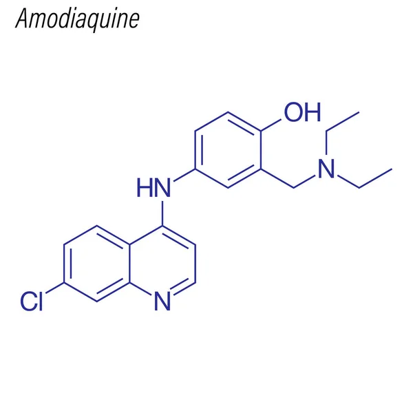 Fórmula Esquelética Amodiaquina Molécula Química Drogas — Vector de stock