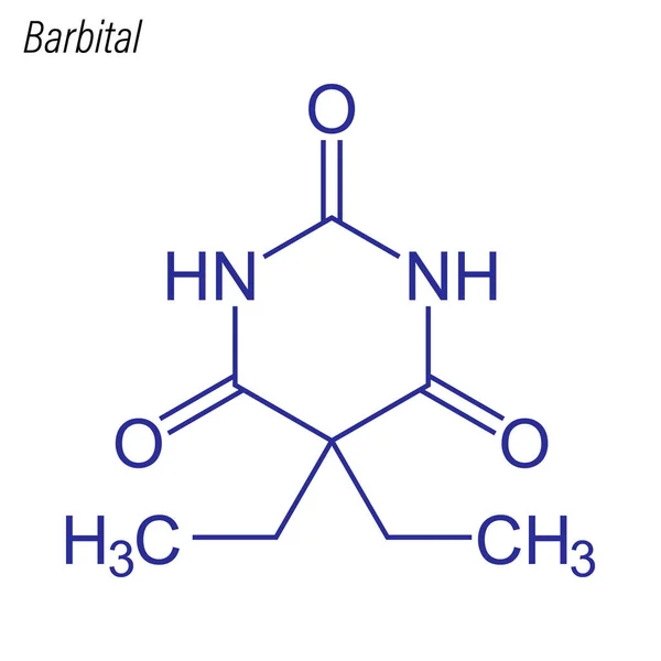 Fórmula Esquelética Barbital Molécula Química Drogas — Vector de stock