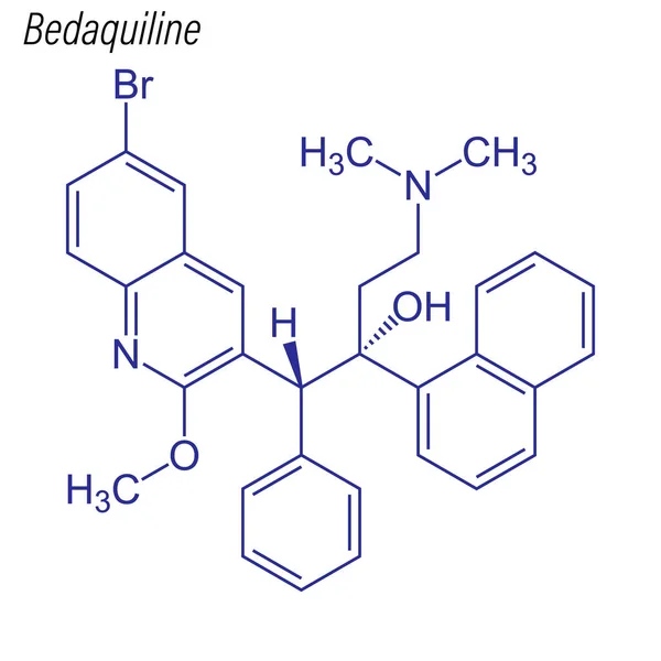 Fórmula Esquelética Bedaquilina Molécula Química Drogas — Vector de stock