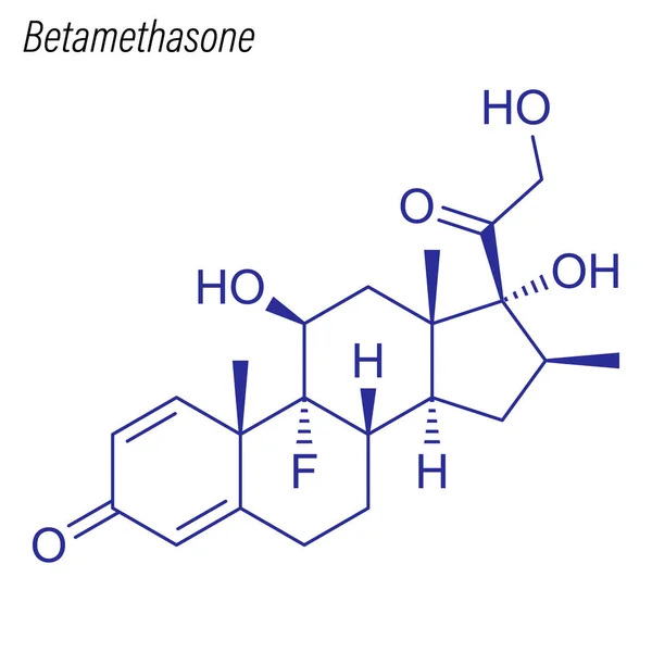 Fórmula Esquelética Betametasona Molécula Química Drogas — Vector de stock