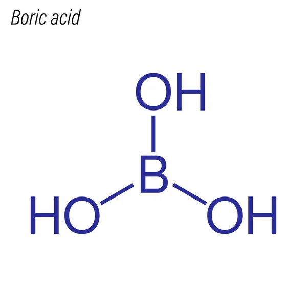 Fórmula Esquelética Del Ácido Bórico Molécula Química Antimicrobiana — Vector de stock