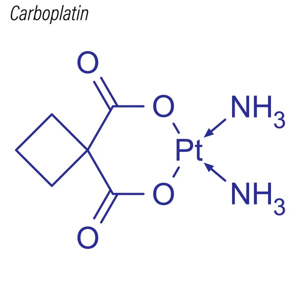 Fórmula Esquelética Del Carboplatino Molécula Química Drogas — Vector de stock