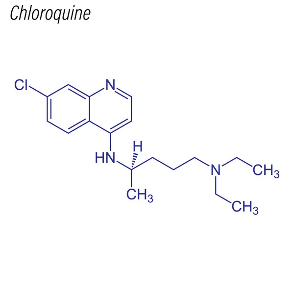 Fórmula Esquelética Cloroquina Molécula Química Drogas — Vector de stock