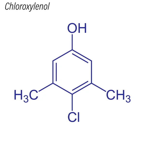 Fórmula Esquelética Cloroxilenol Molécula Química Antimicrobiana — Archivo Imágenes Vectoriales