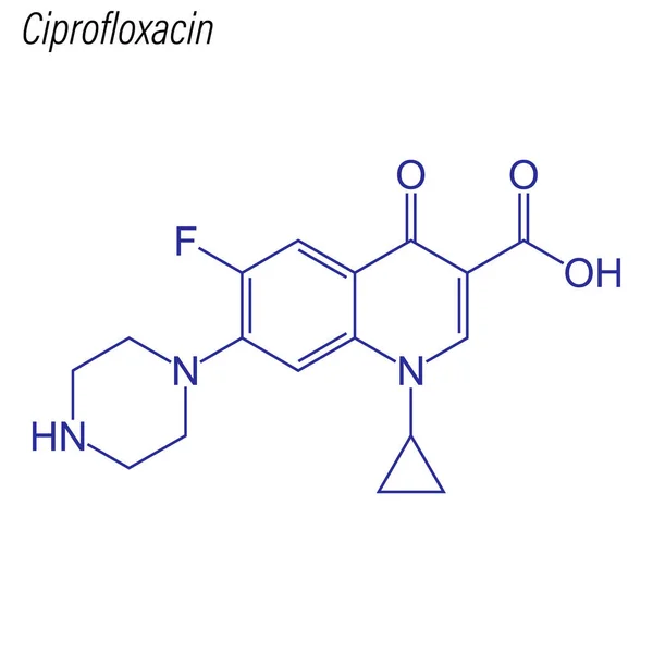 Fórmula Esquelética Ciprofloxacino Molécula Química Drogas — Vector de stock