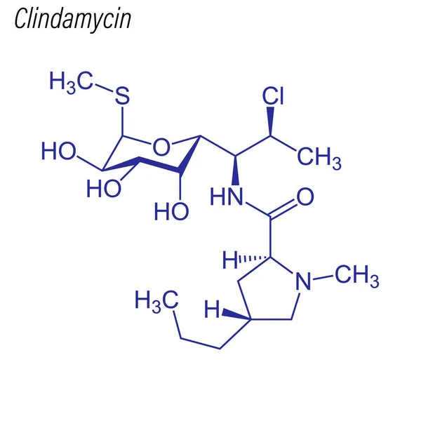 Fórmula Esquelética Clindamicina Molécula Química Drogas — Vector de stock