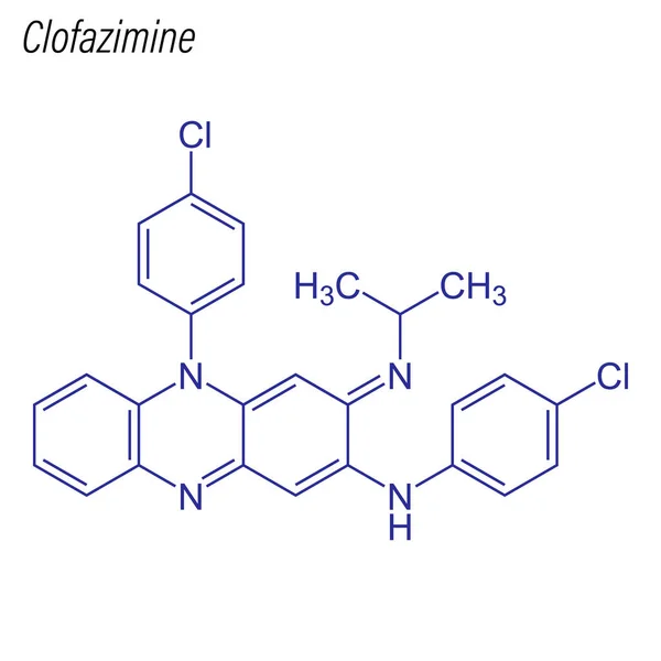 Fórmula Esquelética Clofazimina Molécula Química Drogas — Vector de stock