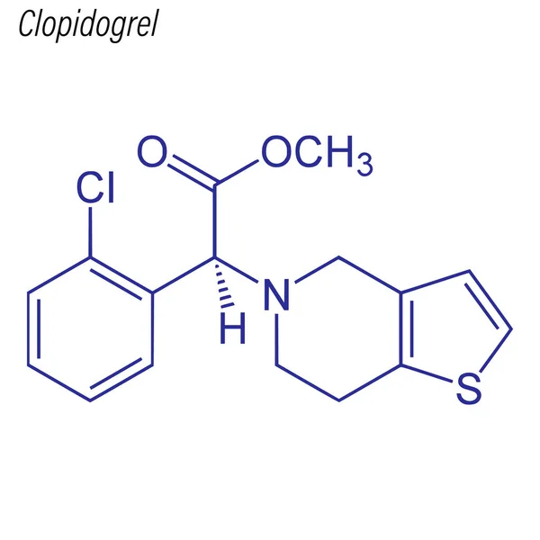 Fórmula Esquelética Clopidogrel Molécula Química Drogas — Vector de stock