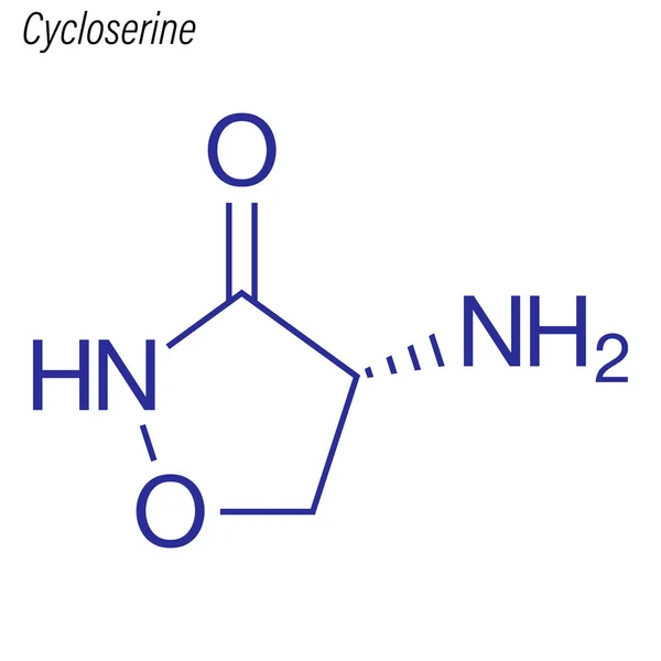 Fórmula Esquelética Cicloserina Molécula Química Medicamento — Vetor de Stock