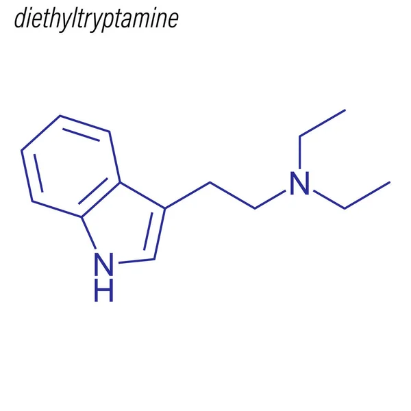 Fórmula Esquelética Dietiltriptamina Molécula Química Drogas — Vector de stock