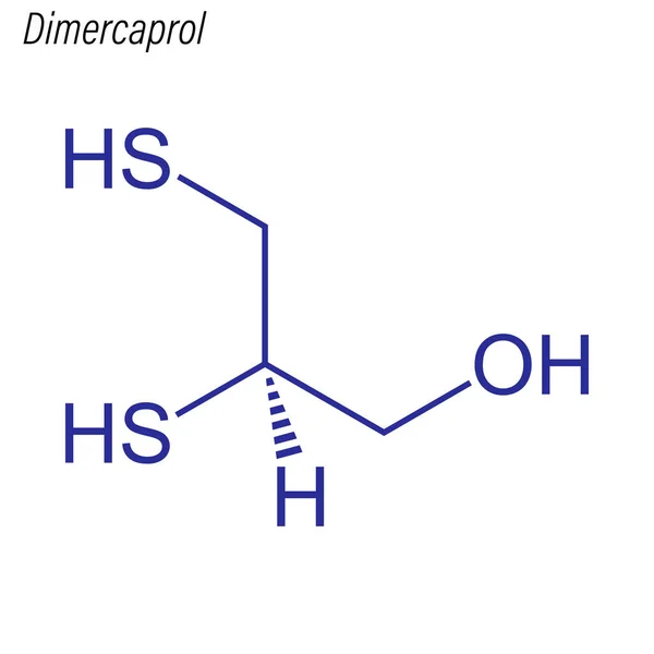 Скелетная Формула Димеркапрола Химическая Молекула — стоковый вектор