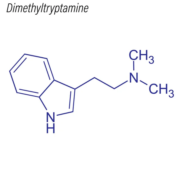 Fórmula Esquelética Dimetiltriptamina Molécula Química Drogas — Vector de stock
