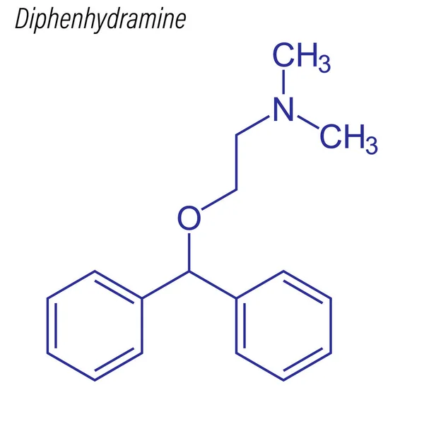 Formula Scheletică Difenhidraminei Molecula Chimică Droguri — Vector de stoc