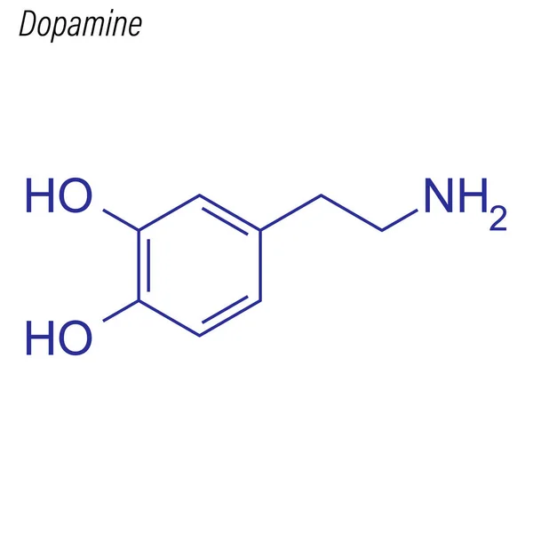 Dopamin Csontváz Képlete Drogkémiai Molekula — Stock Vector