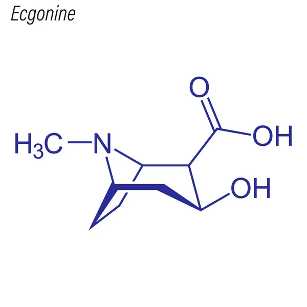 Fórmula Esquelética Ecgonine Molécula Química Drogas — Vector de stock