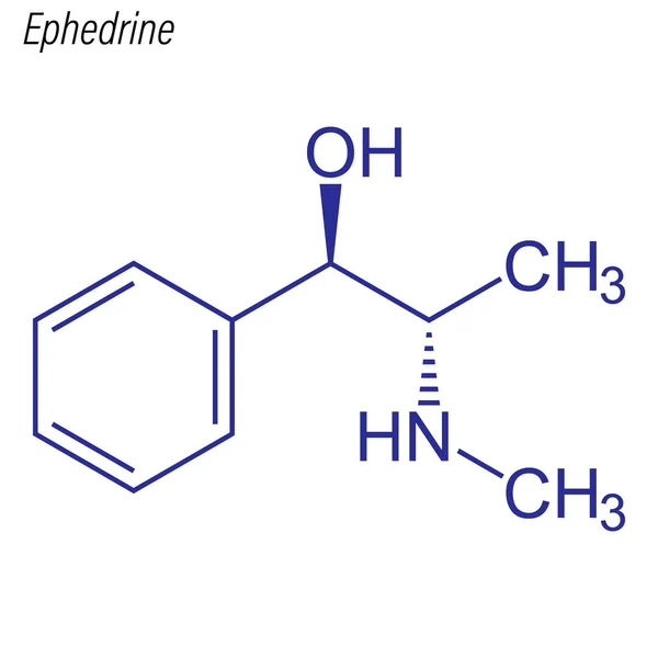 Fórmula Esquelética Efedrina Molécula Química Drogas — Vector de stock