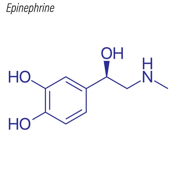 Fórmula Esquelética Epinefrina Molécula Química Drogas — Vector de stock