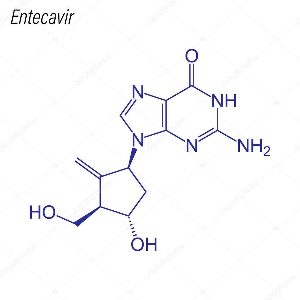 Skeletal formula of Entecavir. Drug chemical molecule.