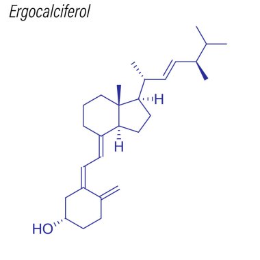 Ergocalciferol 'ün iskelet formülü. Uyuşturucu kimyasal molekülü.