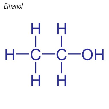 Skeletal formula of Ethanol. Antimicrobial chemical molecule. clipart