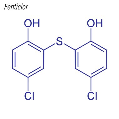 Fenticlor 'ın iskelet formülü. Antimikrobik kimyasal molekül.