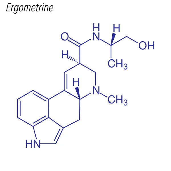 Fórmula Esquelética Ergometrina Molécula Química Drogas — Vector de stock