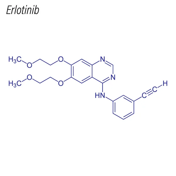 Fórmula Esquelética Erlotinib Molécula Química Drogas — Vector de stock