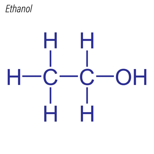 Skelettformel Etanol Antimikrobiell Kemisk Molekyl — Stock vektor