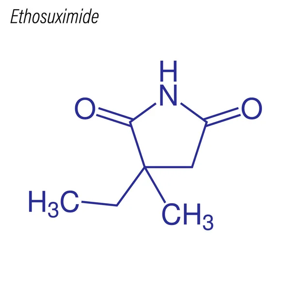 Skeletal Formula Ethosuximide Drug Chemical Molecule — Stock Vector