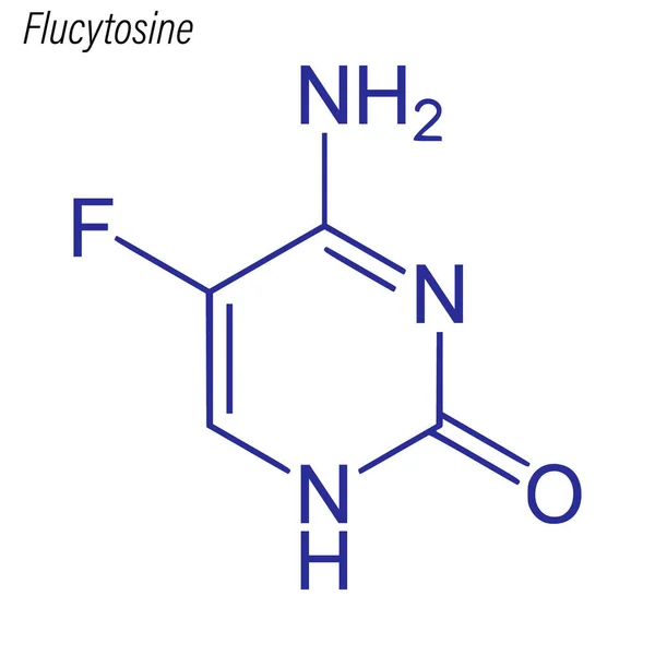 Скелетная Формула Флуцитозина Химическая Молекула — стоковый вектор