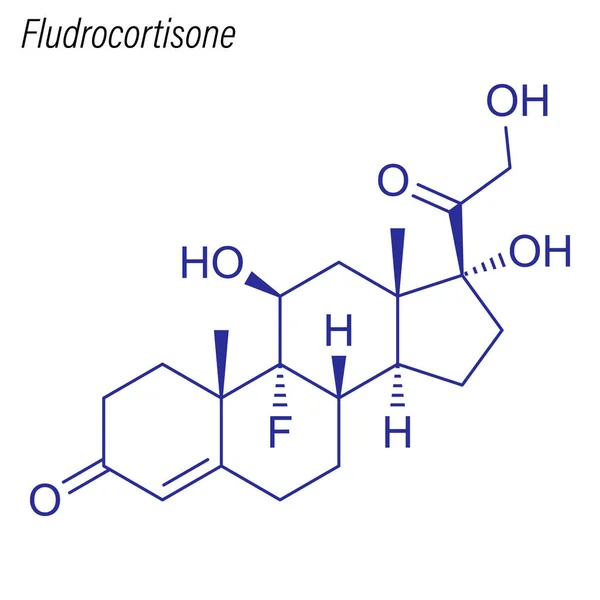 Fórmula Esquelética Fludrocortisona Molécula Química Drogas — Vector de stock