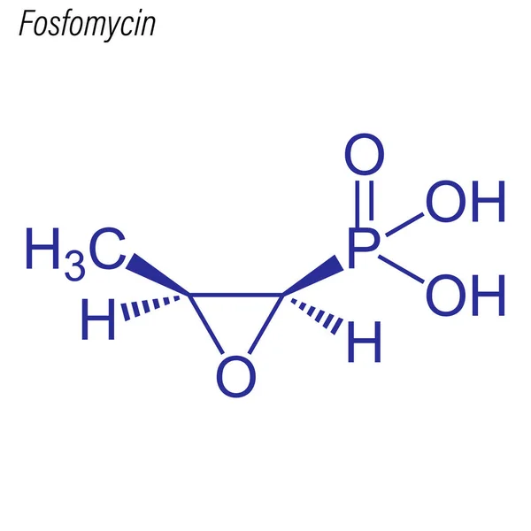 Fórmula Esquelética Fosfomicina Molécula Química Drogas — Vector de stock