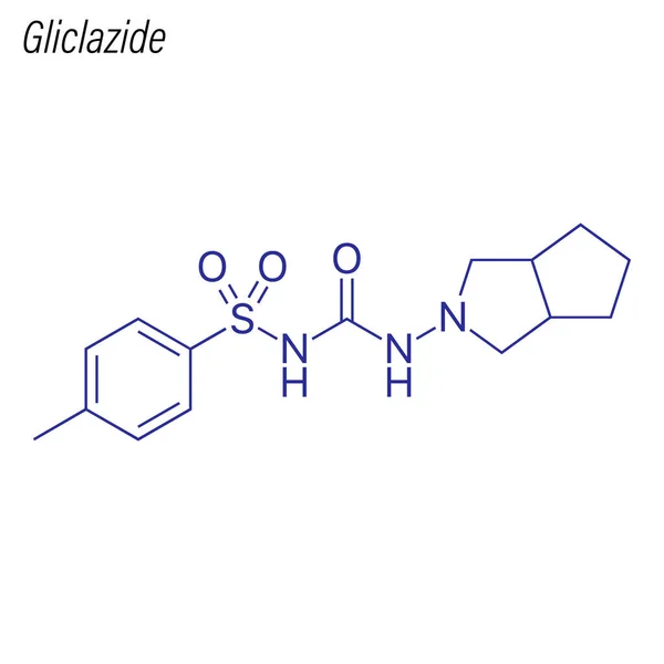 Fórmula Esquelética Gliclazida Molécula Química Drogas — Vector de stock