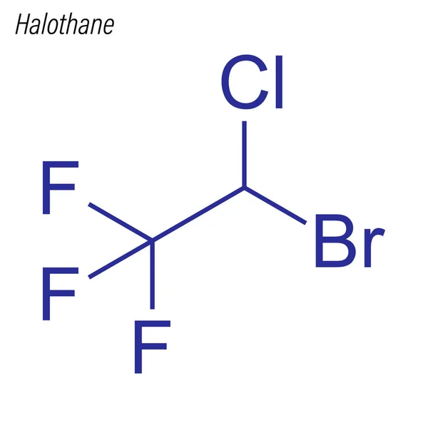 Fórmula Esquelética Halothane Molécula Química Medicamento — Vetor de Stock