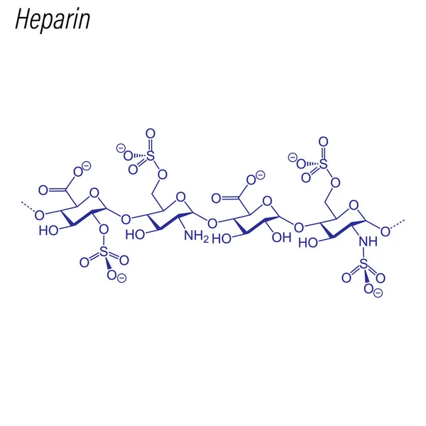ヘパリンの骨格式 薬物化学分子 — ストックベクタ