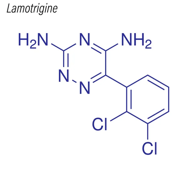 Fórmula Esquelética Lamotrigina Molécula Química Drogas — Vector de stock