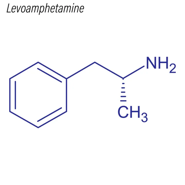 Fórmula Esquelética Levoanfetamina Molécula Química Drogas — Vector de stock