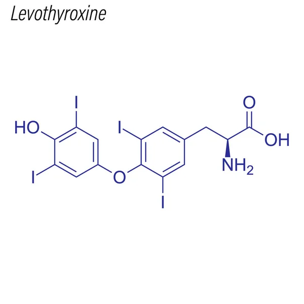 Fórmula Esquelética Levotiroxina Molécula Química Drogas — Vector de stock