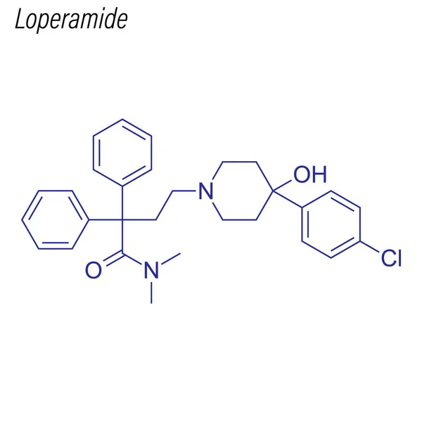 Fórmula Esquelética Loperamida Molécula Química Drogas — Vector de stock