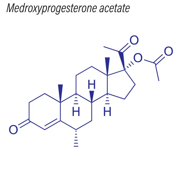 Fórmula Esquelética Del Acetato Medroxiprogesterona Molécula Química Drogas — Vector de stock