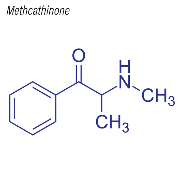 Fórmula Esquelética Methcatthinone Molécula Química Drogas — Vector de stock