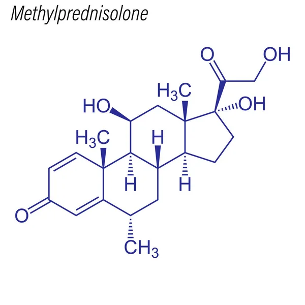 Fórmula Esquelética Metilprednisolona Molécula Química Medicamento — Vetor de Stock