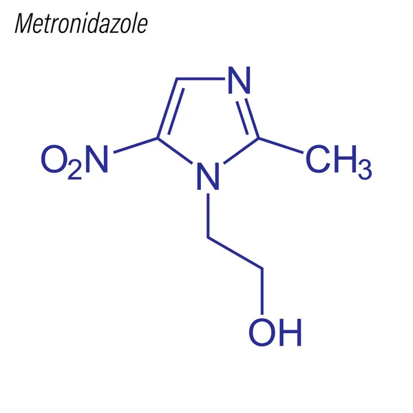 Скелетна Формула Метронідазол Хімічна Молекула Ліків — стоковий вектор