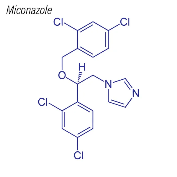 Fórmula Esquelética Miconazol Molécula Química Drogas — Vector de stock