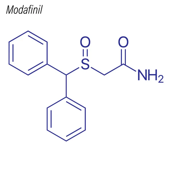 Fórmula Esquelética Modafinil Molécula Química Drogas — Vector de stock